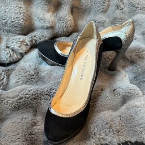 Audrey Brooke Black and Silver Heels